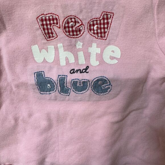 Old Navy Pink Red White Blue Outfit Set Baby Girl 3-6 mo Patriotic Summer Cute - Picture 2 of 6